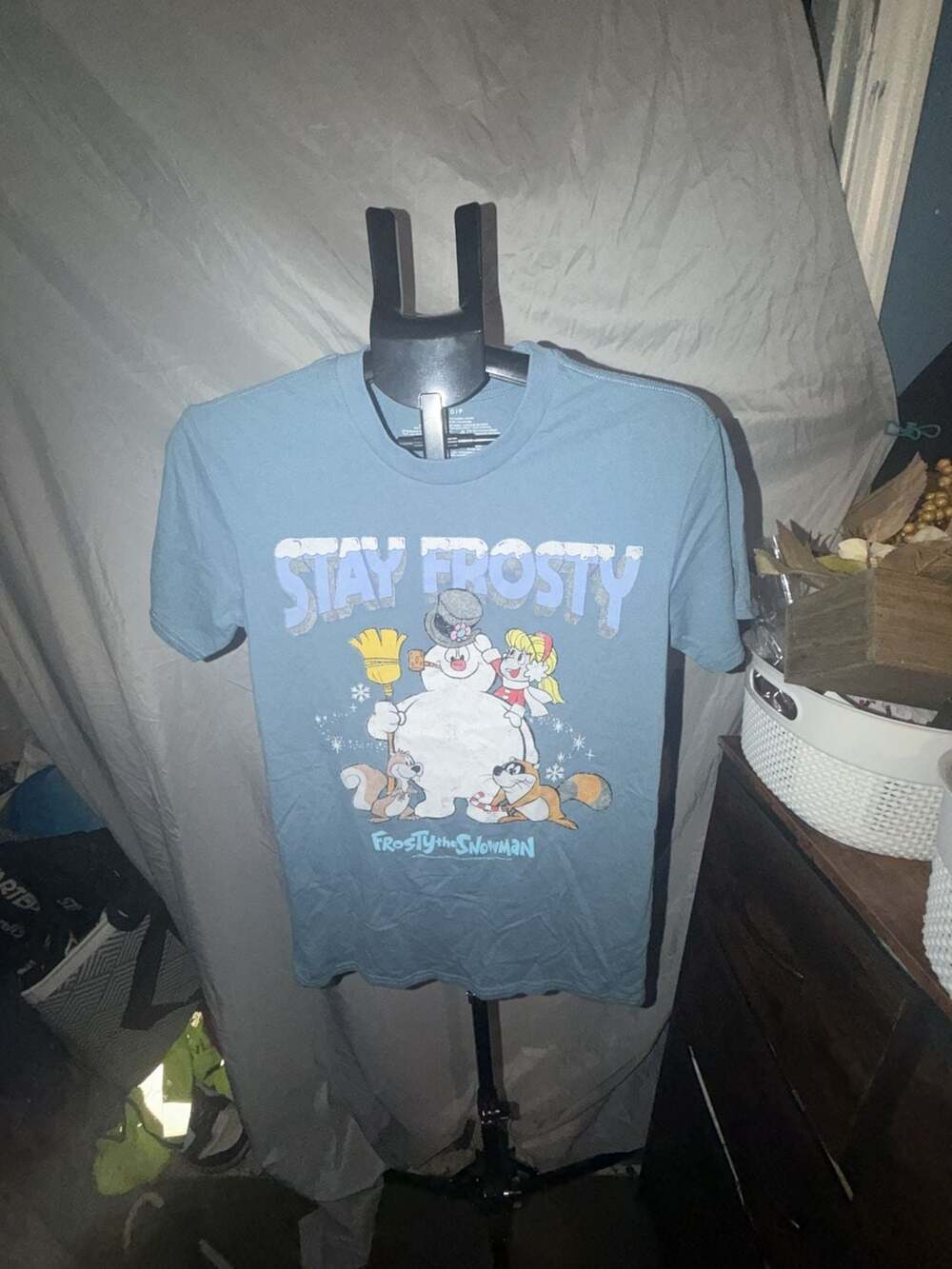 Mad Engine Frosty The Snowman Stay Frosty T-Shirt Size S Blue Graphic Tee